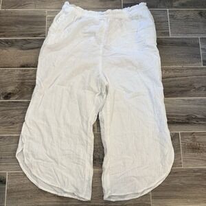 Soma White Gauze Crop Pants With Pockets Beach Sleep XL